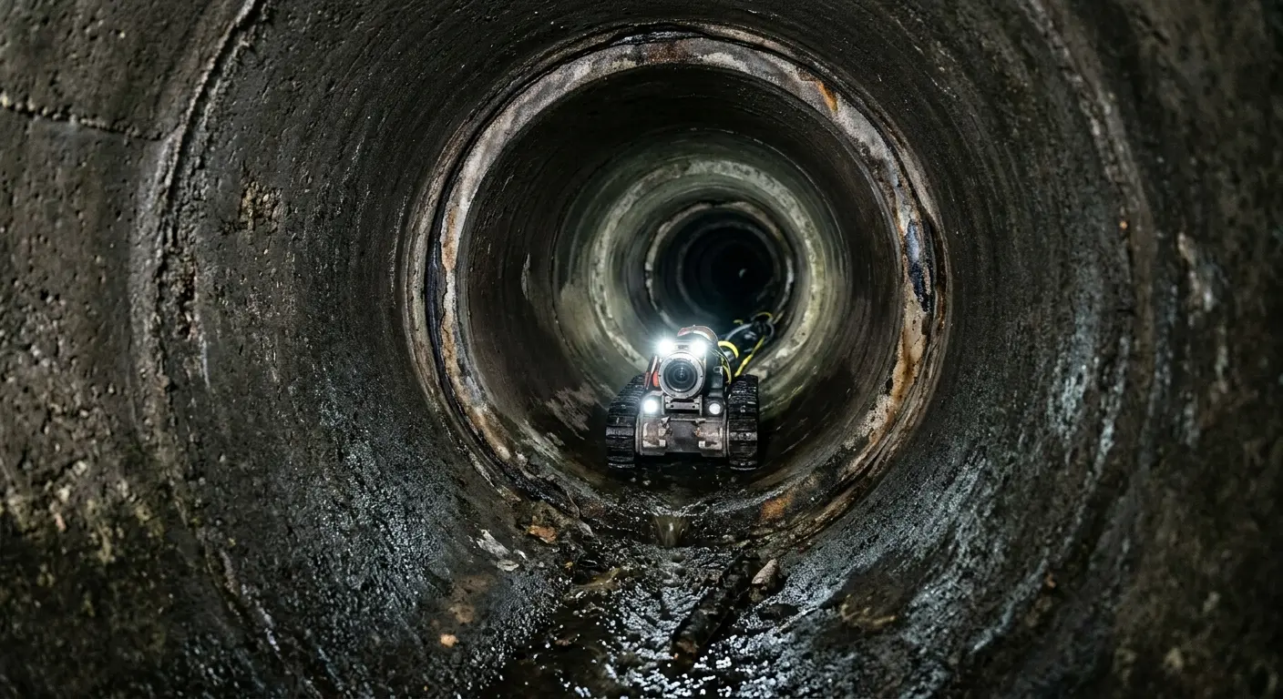 Robotic sewer camera inspecting pipe interior for Drain Snake Service in Smyrna